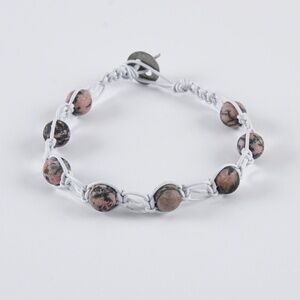 Dusty Pink Beaded Leather Cord Bracelet- Hand Crafted